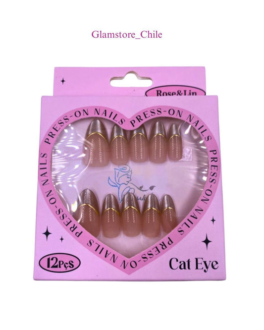 UÑAS PRESS ON 80 OJO DE GATO
