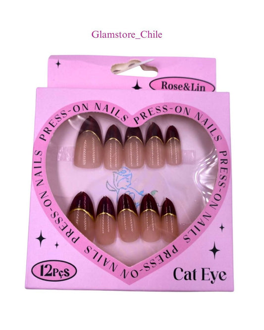 UÑAS PRESS ON 80 OJO DE GATO