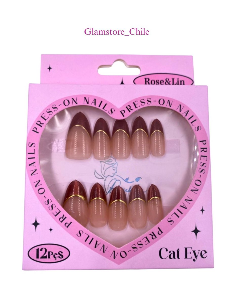 UÑAS PRESS ON 80 OJO DE GATO