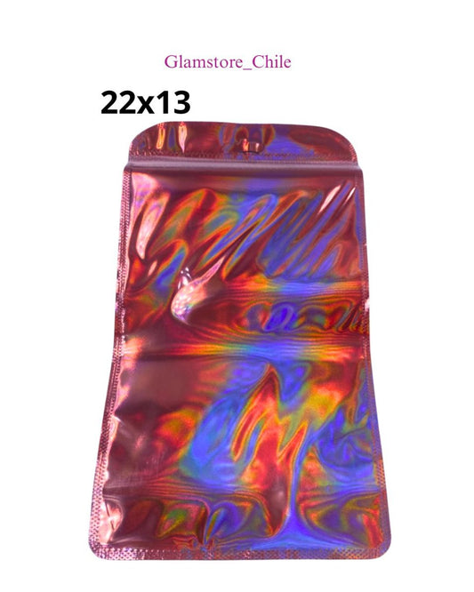 BOLSA HOLOGRAFICA ROSA 22x13